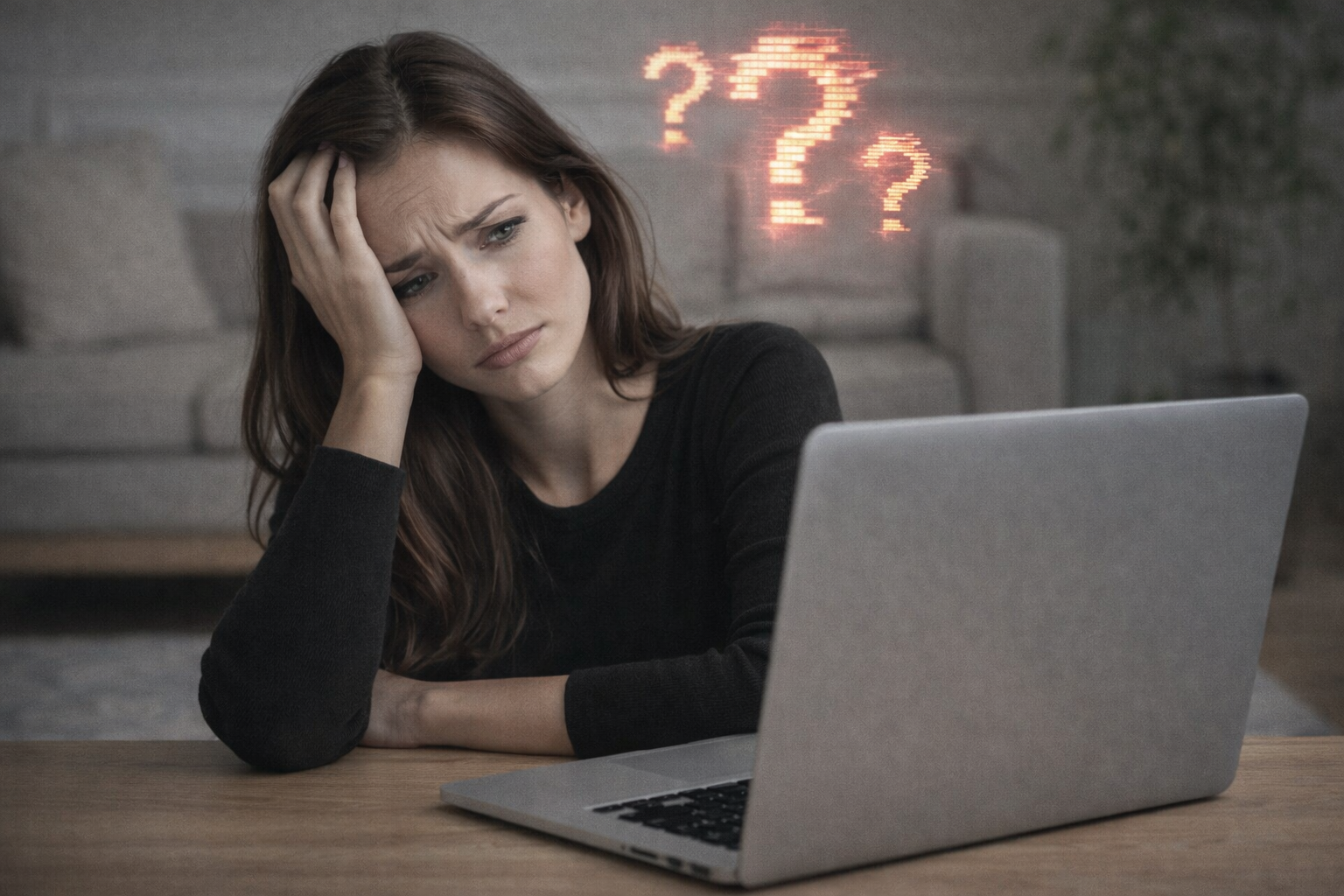 Fotógrafa frustrada tentando fazer anúncios sozinha